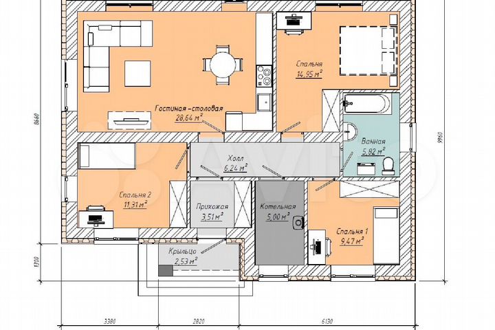 Дом 91,3 м² на участке 4,3 сот.
