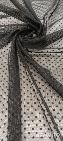 Ткань сетка стрейч в горошек