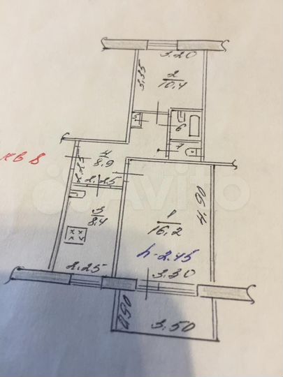 2-к. квартира, 48,2 м², 3/5 эт.
