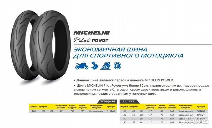 Michelin Pilot Power 2CT 160/60 ZR17 69W TL Rear