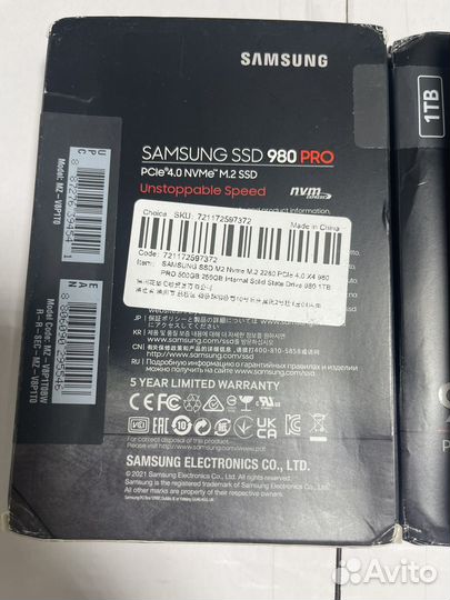 SSD samsung M2 Nvme M.2 2280 PCIe 4,0 980 PRO 1Tb