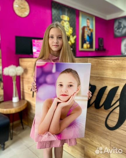 Печать на холсте, портрет по фото, подарок картина