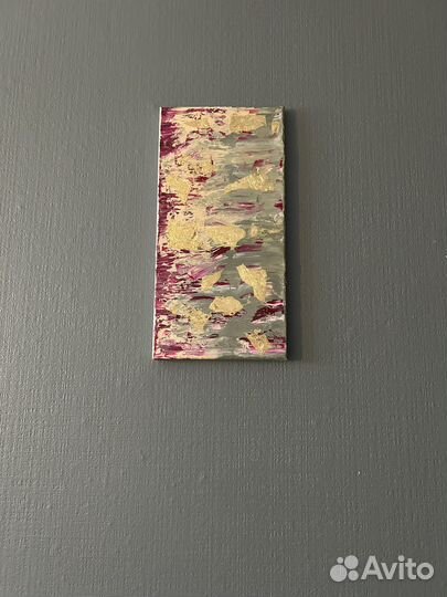 Картина акрил на холсте, абстракция и поталь