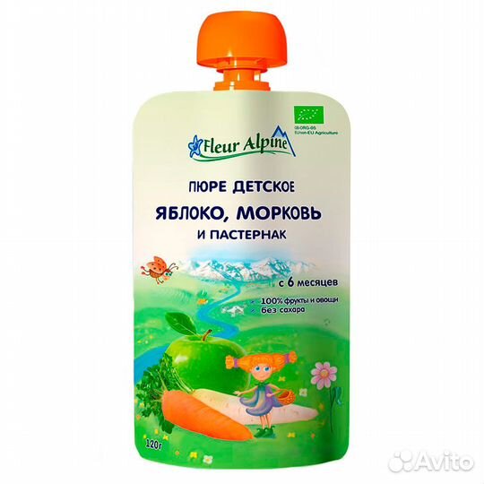 Детское пюре Яблоко морковь пастернак Органик Fle