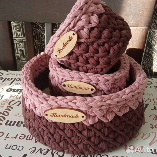 Корзиночки из трикотажной пряжи