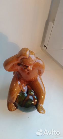 Статуэтка мужик на тыкве обливная керамика СССР