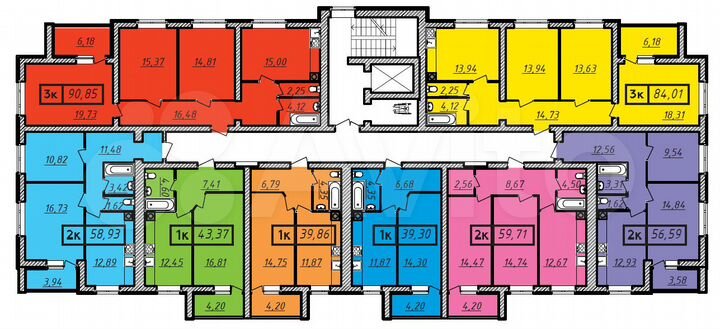 2-к. квартира, 56,6 м², 7/10 эт.