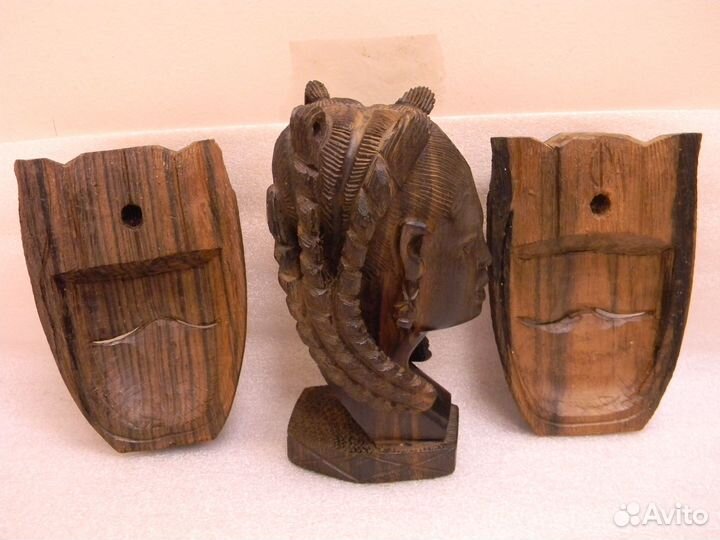 Деревянные Маски и Статуэтка. Африка. Дерево