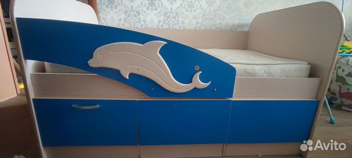 Детская кровать дельфин с матрасом