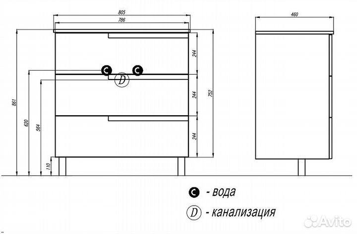 Тумба под раковину Roca zru9302835 Белая