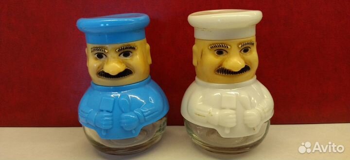 Солонка+перечница повар. стекло, пластик гдр герма