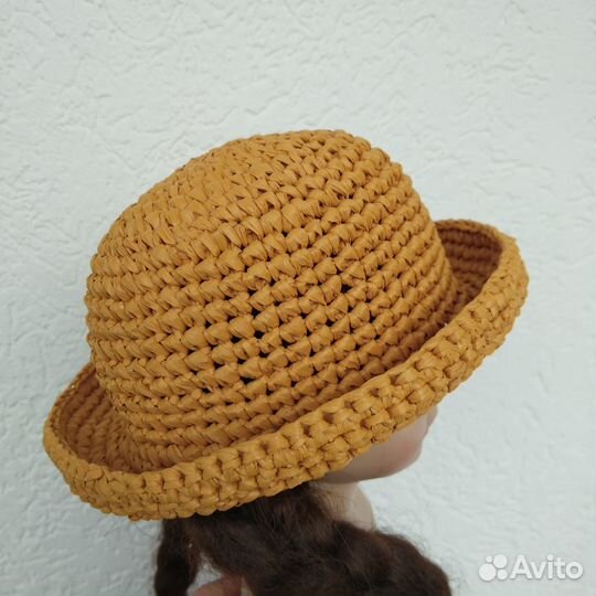Шляпка из рафии для пупса Горди
