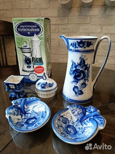 Чайник кувшин прованс заварочный фарфоровый гжель