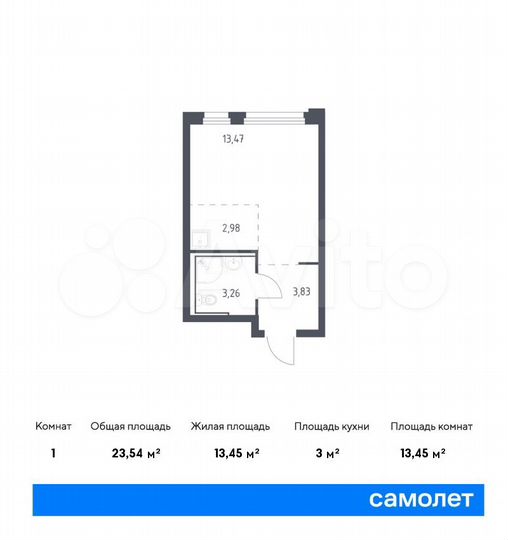 Квартира-студия, 23,5 м², 14/17 эт.
