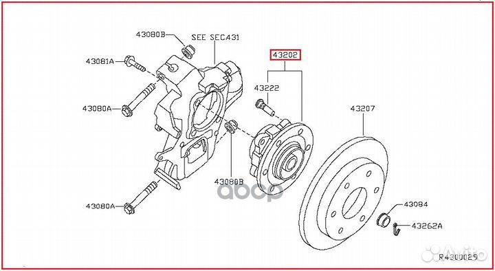Ступица 432027S000 nissan