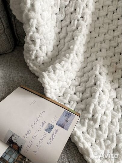 Новый детский плюшевый плед ручной вязки