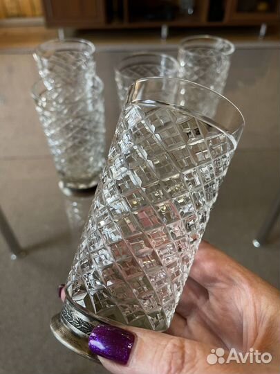 Фужер хрусталь и серебро 875 проба