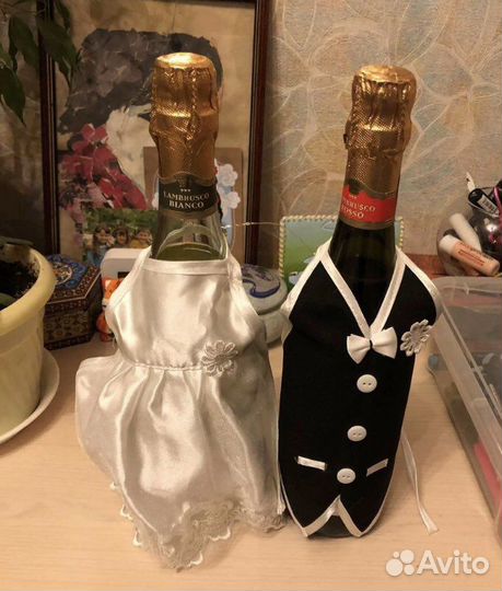 Украшение на бутылки свадьба