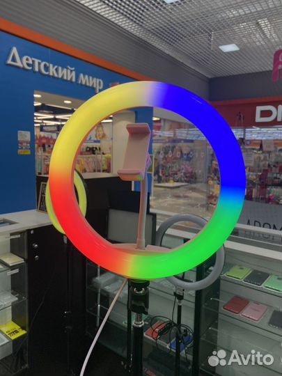 Кольцевая лампа 26 см розовая