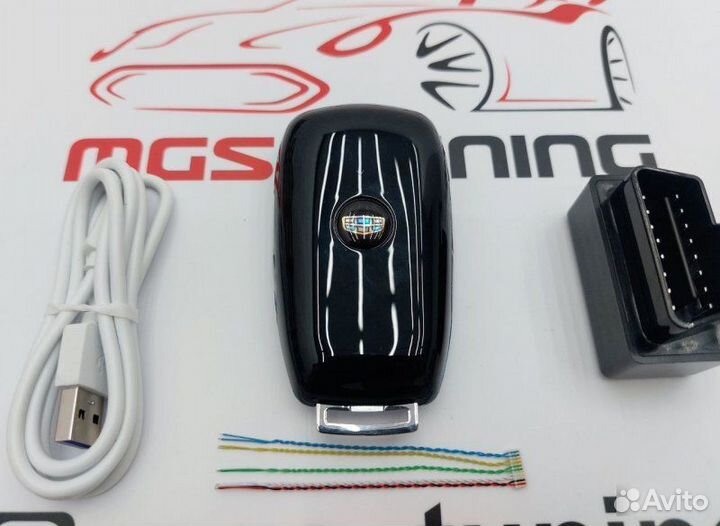 Смарт ключ Geely дизайн Mercedes синий