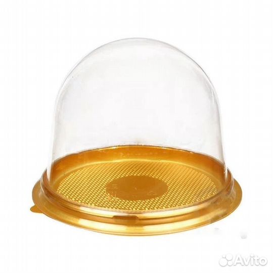 Контейнер купол прозрачный с золотой основой