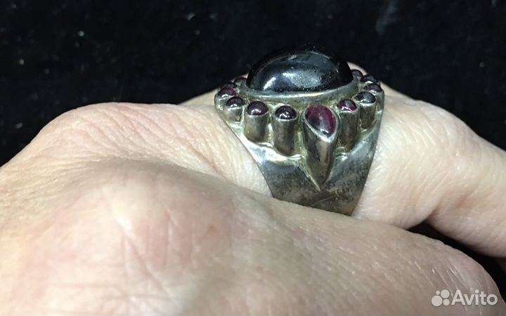 Мельхиор кольцо с крупным розовым камнем