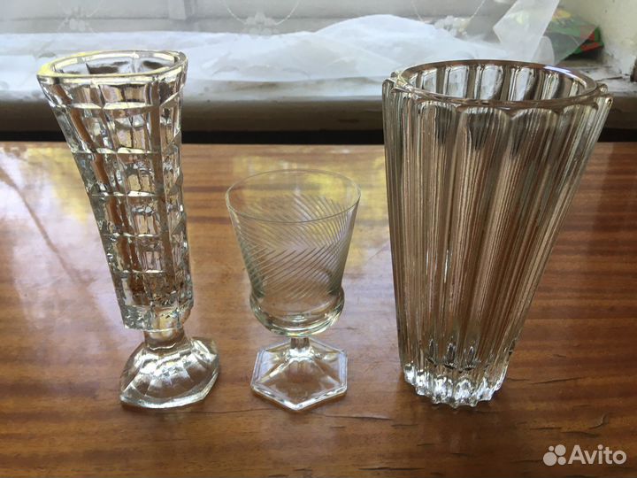 Хрустальная ваза и стопки СССР