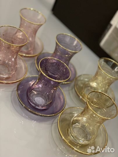 Турецкие стаканы для чая армуды набор 6+6