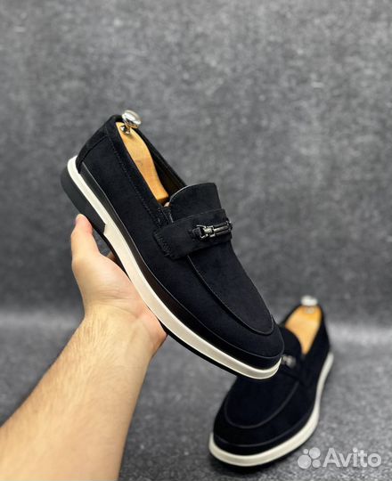 Лоферы мужские замшевые коричневые