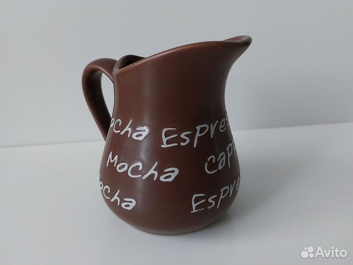 Молочник сливочник керамический кофейного цвета