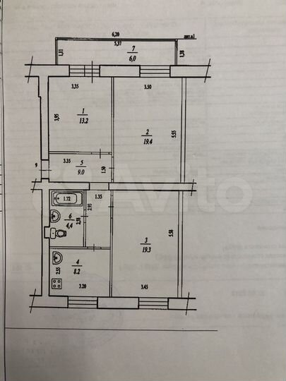 3-к. квартира, 75 м², 1/4 эт.