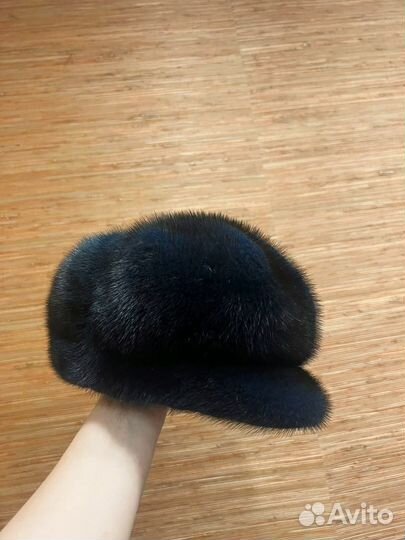 Шапка норковая женская цвет синий