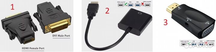 Переходник hdmi на VGA, DVI-D - hdmi, Dp - hdmi