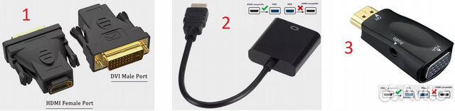 Переходник hdmi на VGA, DVI-D - hdmi, Dp - hdmi