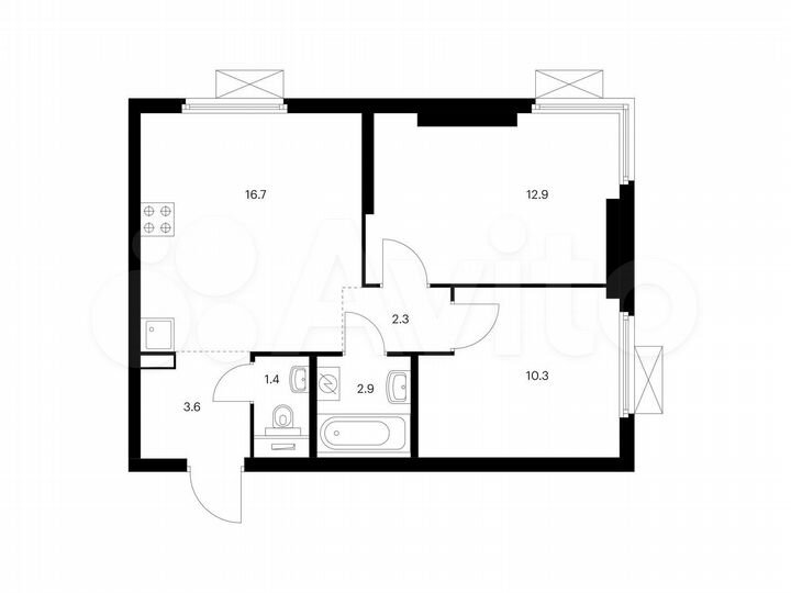2-к. квартира, 50,1 м², 18/22 эт.