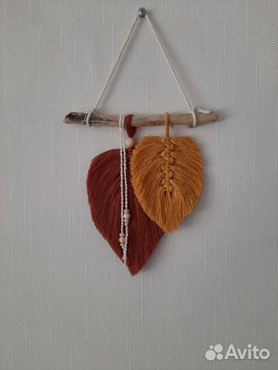 Макраме панно листья