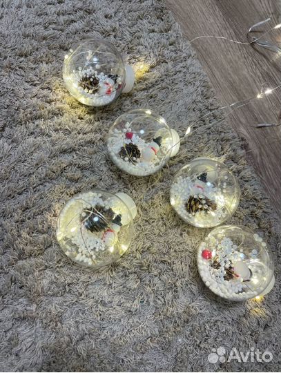 Гирлянда шторы шарики с игрушкой 