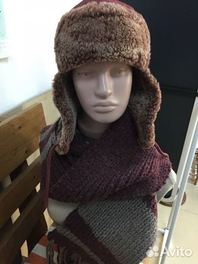 Шапка овчина+шарф