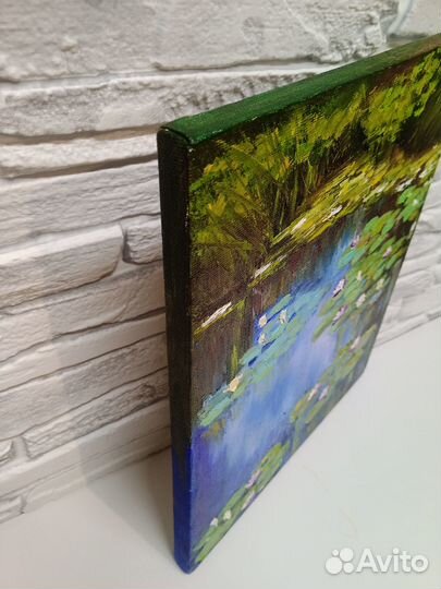 Картина с Кувшинками маслом на холсте 30 на 25