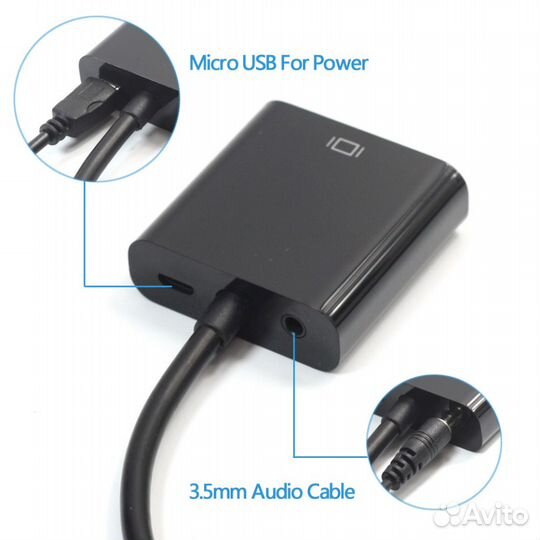 Hdmi-VGA адаптеры с доп-питанием для пк,Xbox,PC4