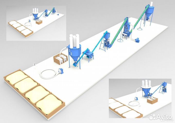 Линия производства гранулированного комбикорма 0,5