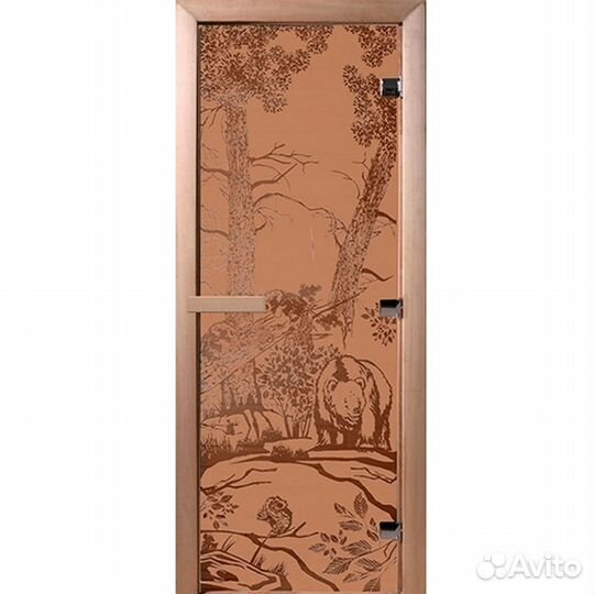 Дверь для сауны 70*190 Мишки Бронза матовая DW