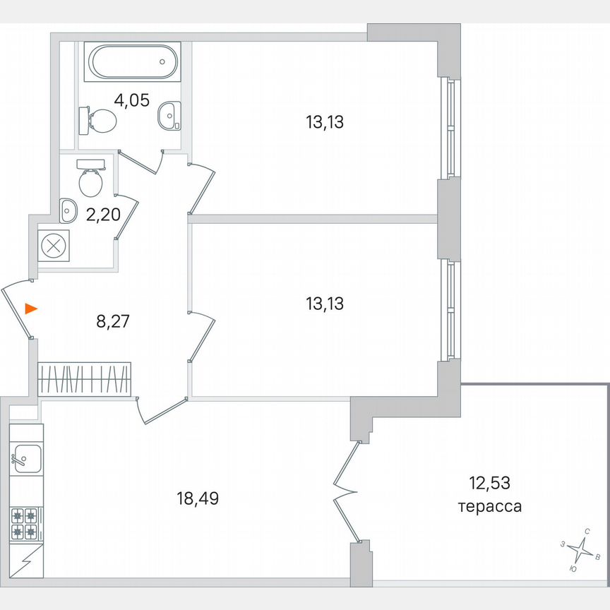 2-к. квартира, 63 м², 1/4 эт.