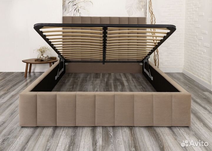 Кровать 140х200 с подъемным механизмом кофе