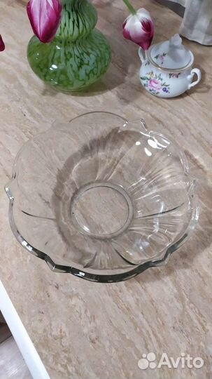 Цветное стекло СССР посуда/ конфетница Уршельский