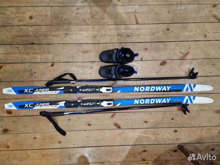 Беговые лыжи nordway 130 + палки + ботинки 31р