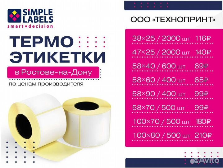 Термоэтикетки 58х60