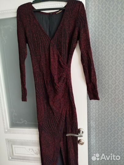 Вечернее платье черное бордовый люрекс