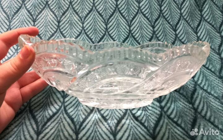 Хрустальная ладья СССР ваза блюдо конфетница