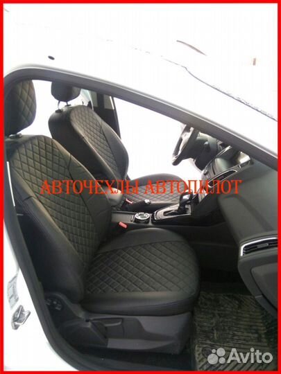 Чехлы Автопилот Hyundai i40 из экокожи чёрные Ромб